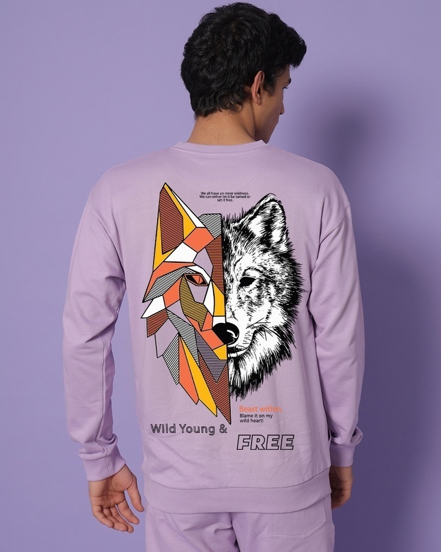 Shop Men's Lavender Beast Within Graphic Printed Sweatshirt-Front