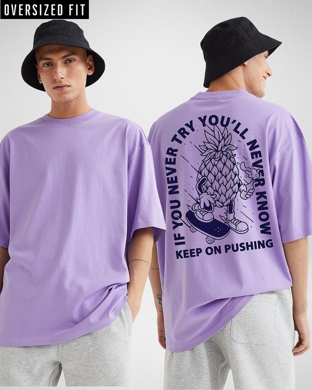 Shop Men's Lavender Never Know Graphic Printed Oversized T-shirt-Front