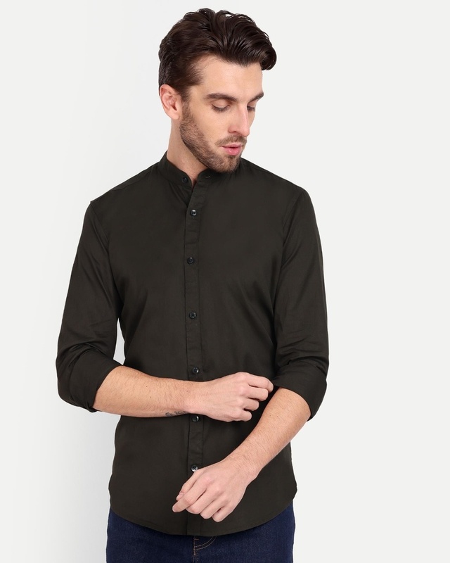 Shop Men's Leaf Green Slim Fit Shirt-Front