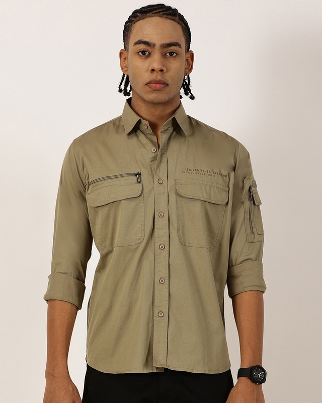 Men's Light Olive Green Cargo Shirt