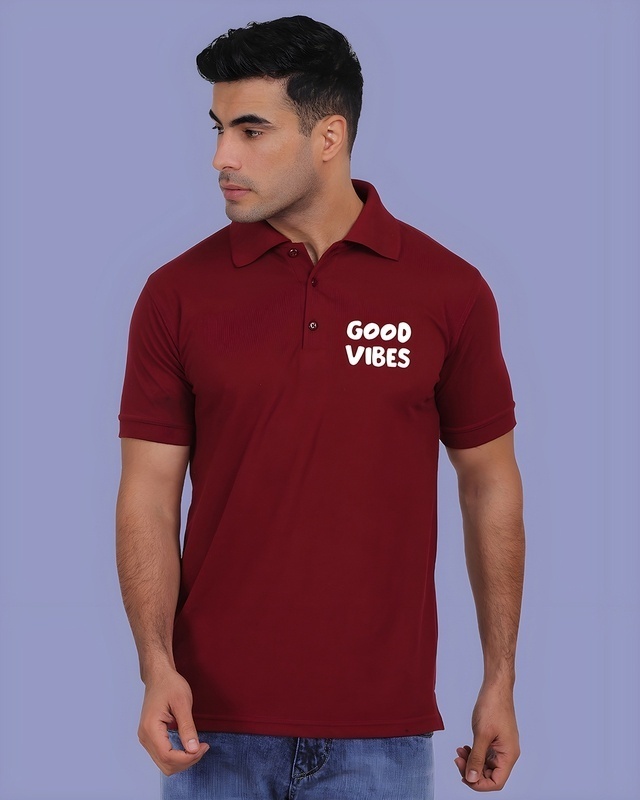 Shop Men's Maroon Good Vibes Printed T-shirt-Front