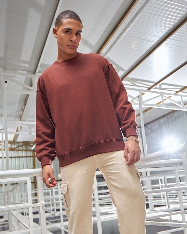 Shop Men's Brown Oversized Sweatshirt-Front