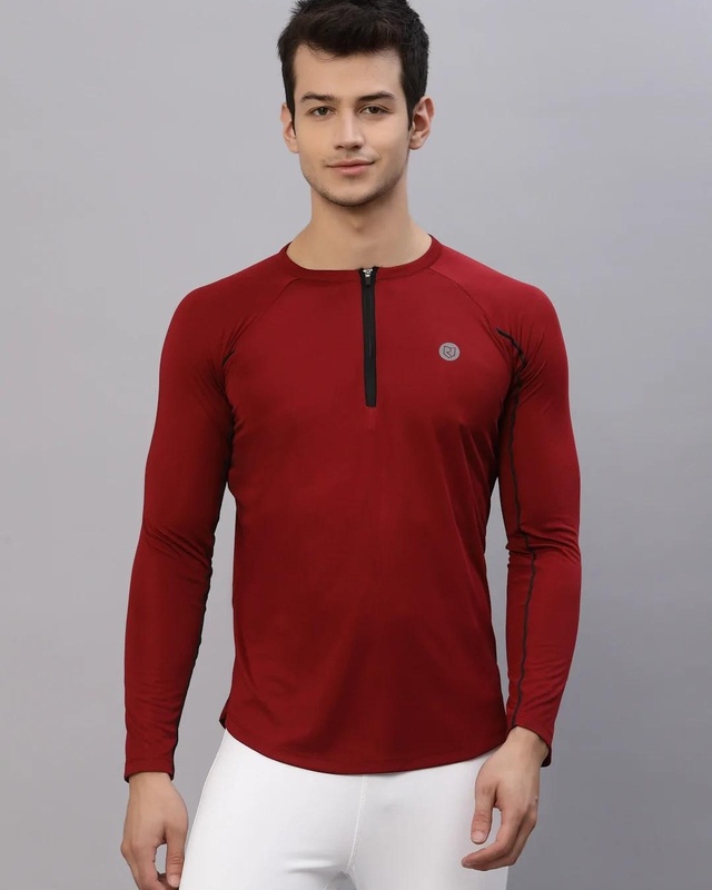 Shop Men's Maroon Slim Fit T-shirt-Front