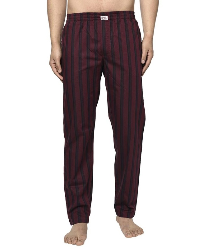 Shop Men's Maroon Striped Pyjama-Front