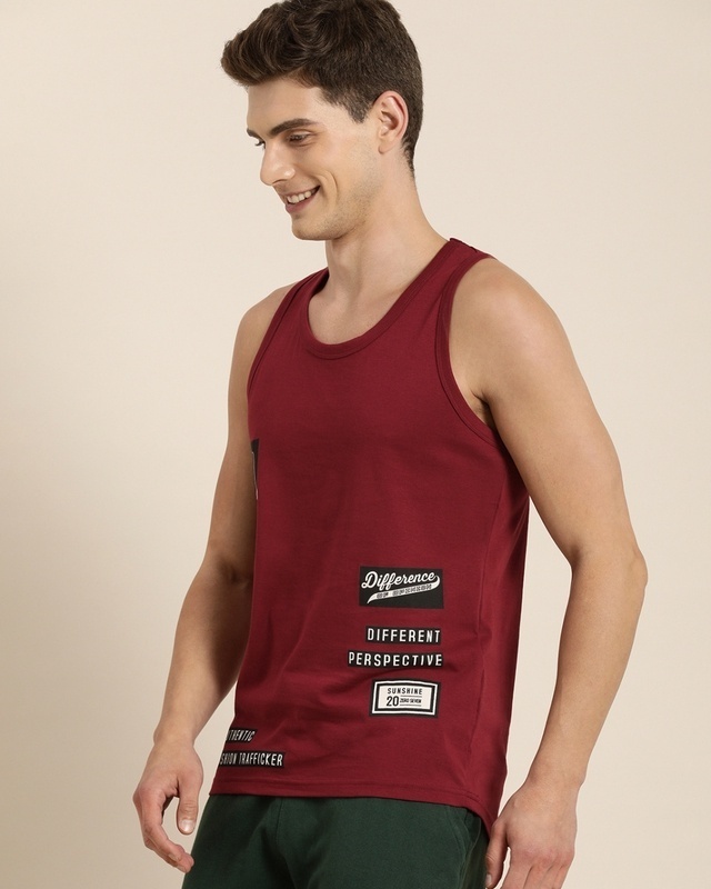Shop Men's Maroon TypoGraphic Printed T-shirt-Front