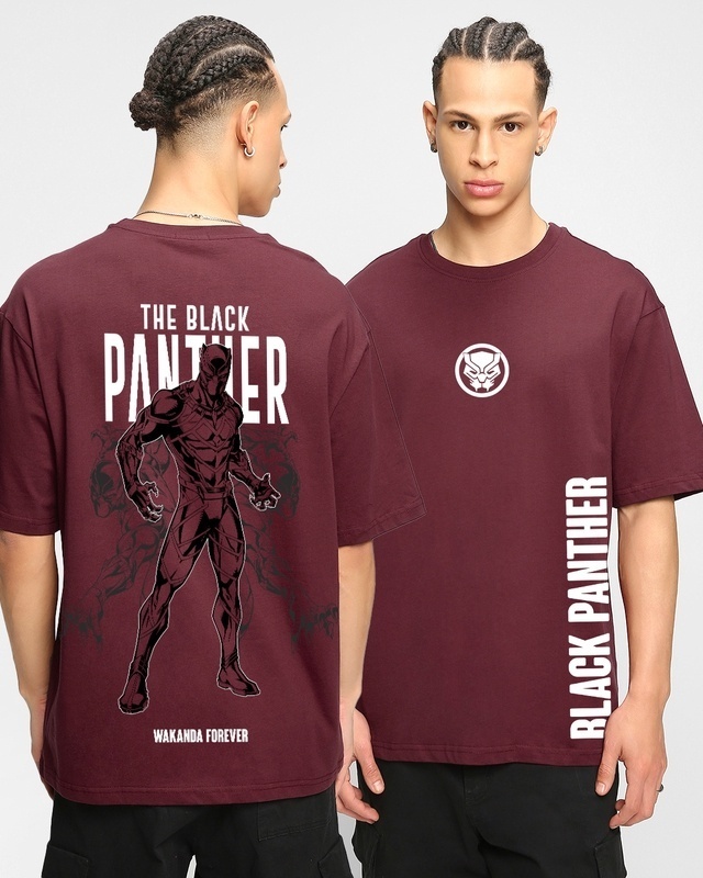 Shop Men's Maroon Wakanda Forever Graphic Printed Oversized T-shirt-Front