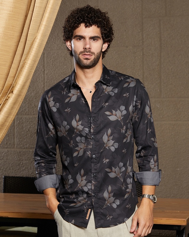 Men's Midnight Black Floral Printed Shirt