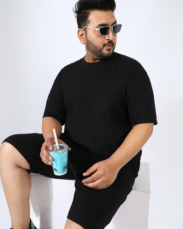 Men's Midnight Black Oversized Plus Size Co-ordinates
