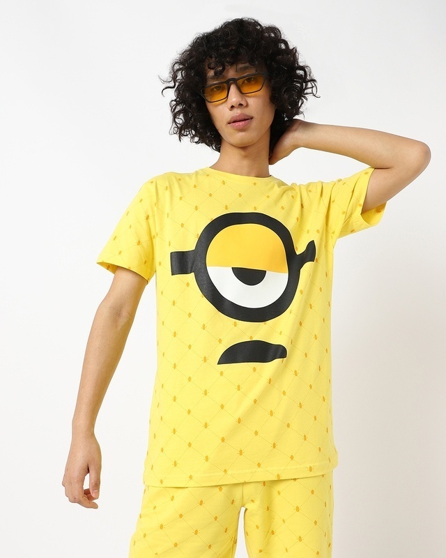 Shop Men's Minion Eye AOP Half Sleeve T-shirt-Front