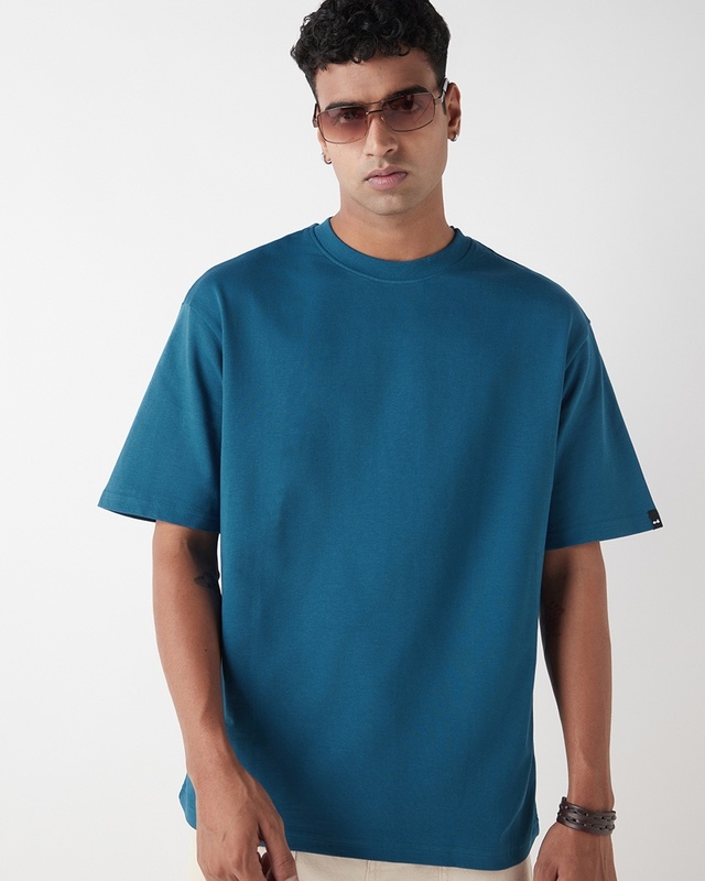 Shop Men's Morrocan Blue Oversized T-shirt-Front