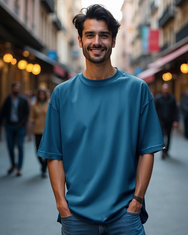 Shop Men's Morrocan Blue Oversized T-shirt-Front