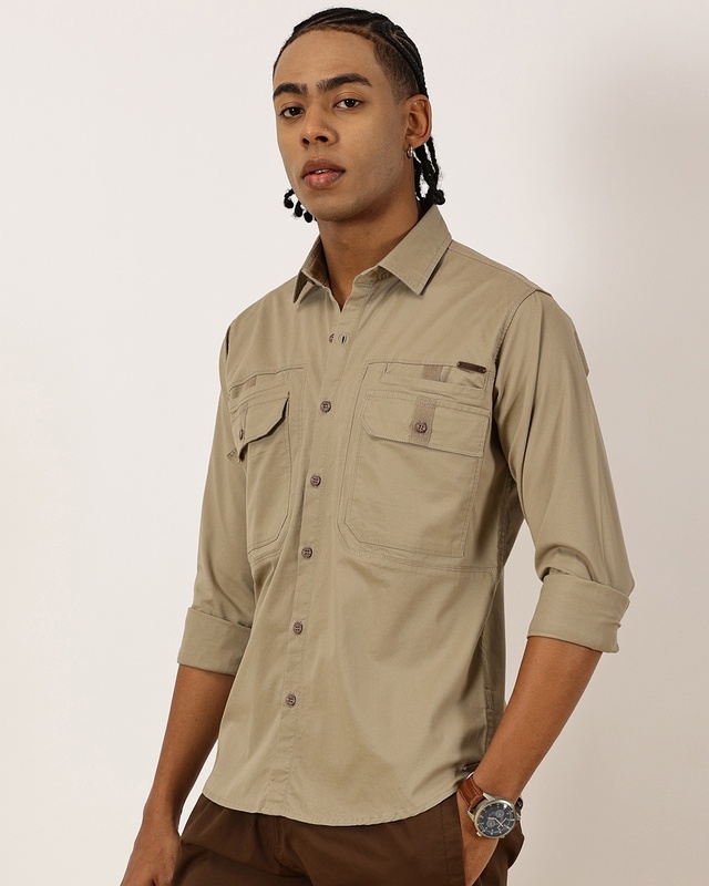 Men's Mud Beige Cargo Shirt