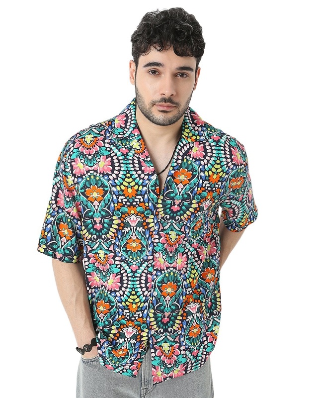 Shop Men's Multicolor All Over Floral Printed Relaxed Fit Shirt-Front