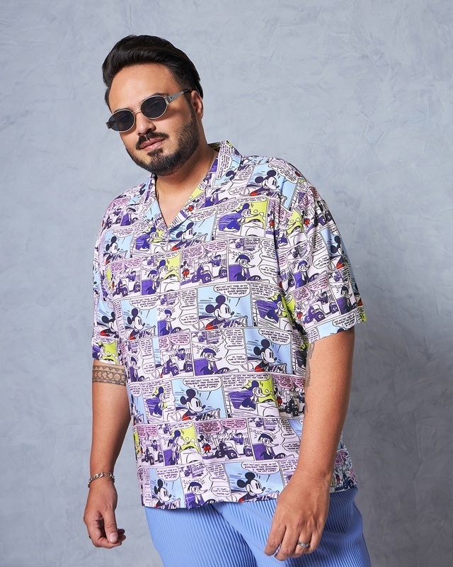 Shop Men's Multicolor All Over Printed Oversized Plus Size Shirt-Front