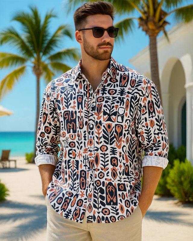Shop Men's Multicolor All Over Printed Oversized Shirt-Front