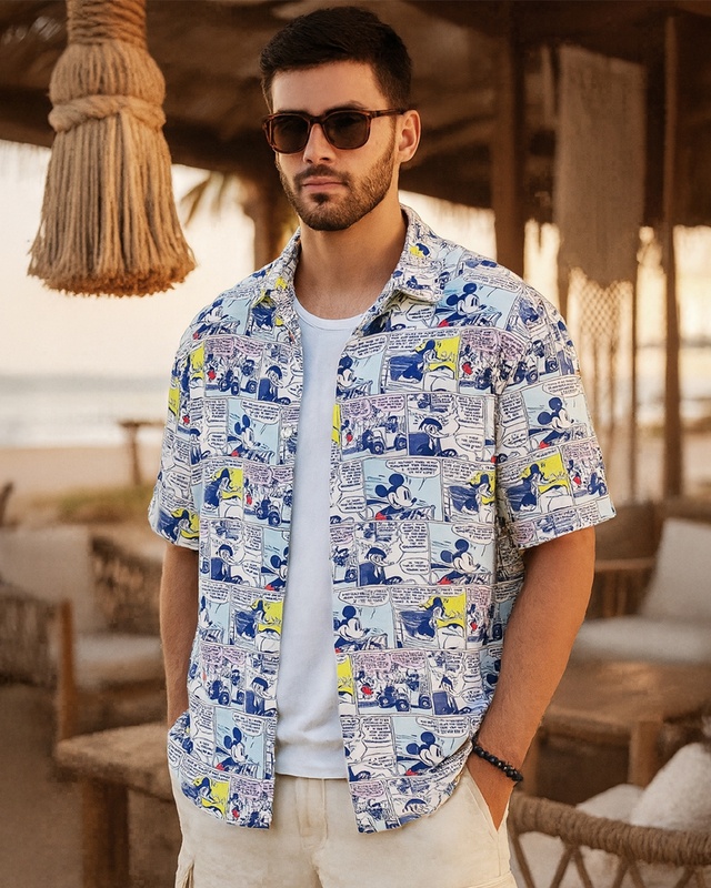 Shop Men's Multicolor All Over Printed Oversized Shirt-Front