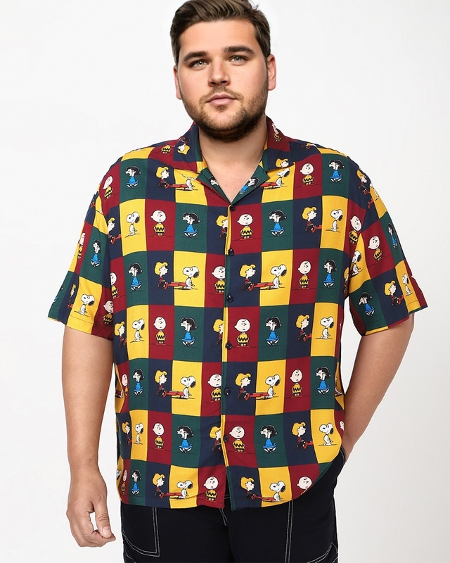 Shop Men's Multicolor All Over Printed Plus Size Shirt-Front