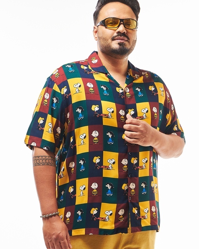 Shop Men's Multicolor All Over Printed Plus Size Shirt-Front