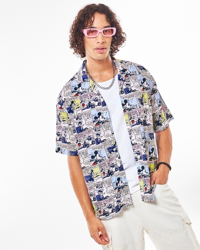 Shop Men's Multicolor All Over Printed Oversized Shirt-Front