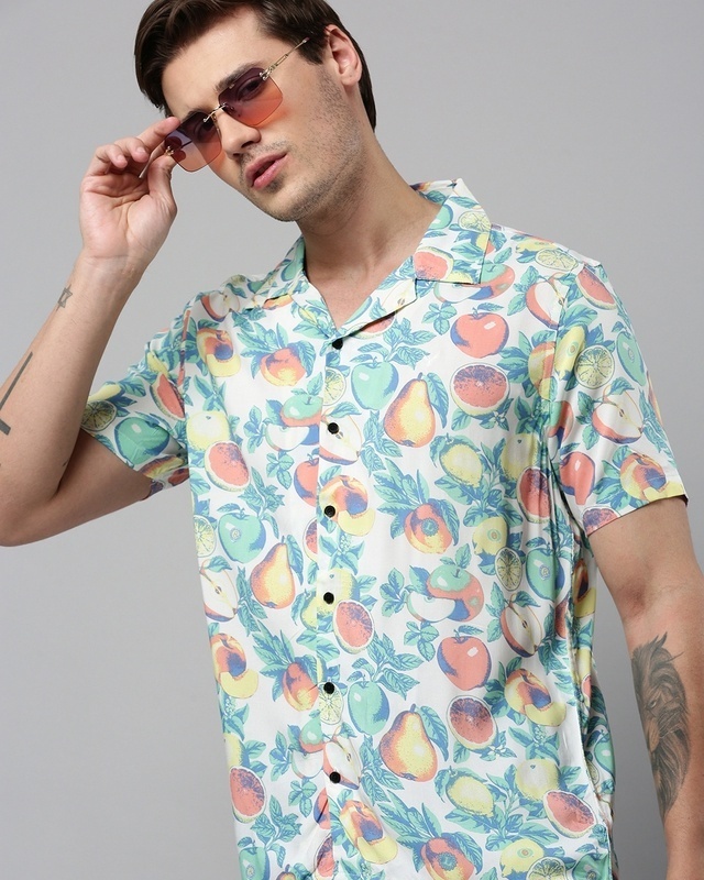 Shop Men's Multicolor All Over Printed Slim Fit Shirt-Front