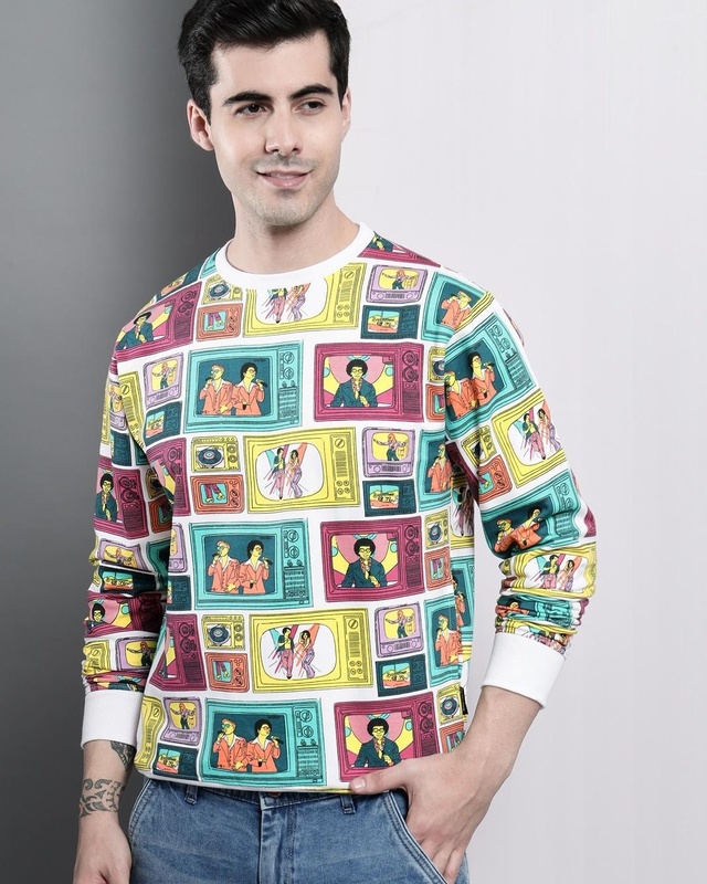 Shop Men's Multicolor Graphic Printed Sweatshirt-Front
