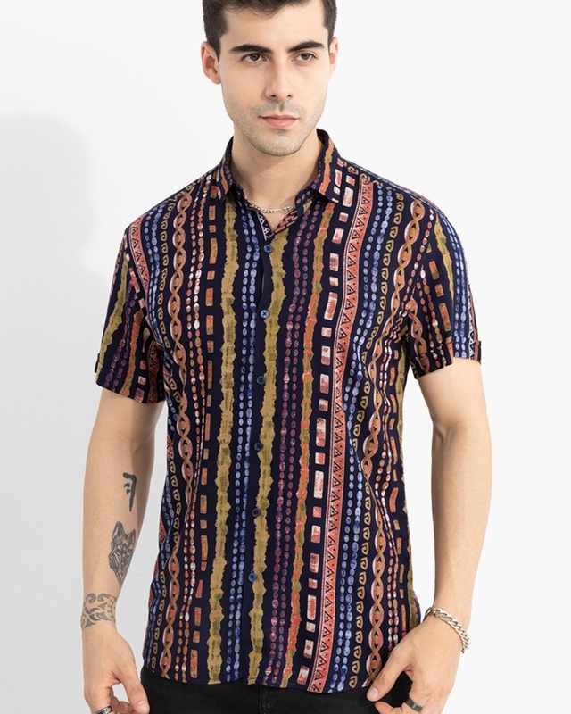 Shop Men's Multicolor Striped Shirt-Front