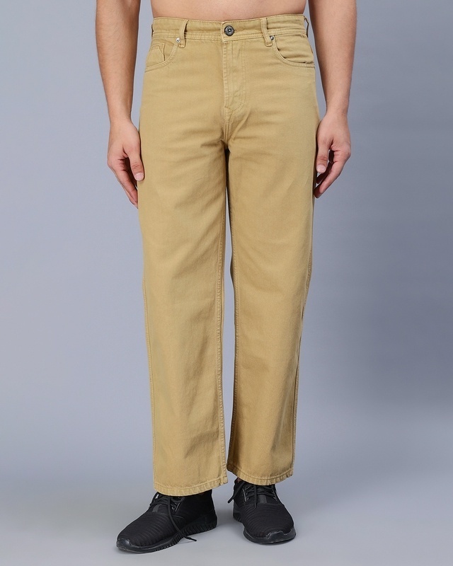 Shop Men's Mustard Gold Carpenter Jeans-Front