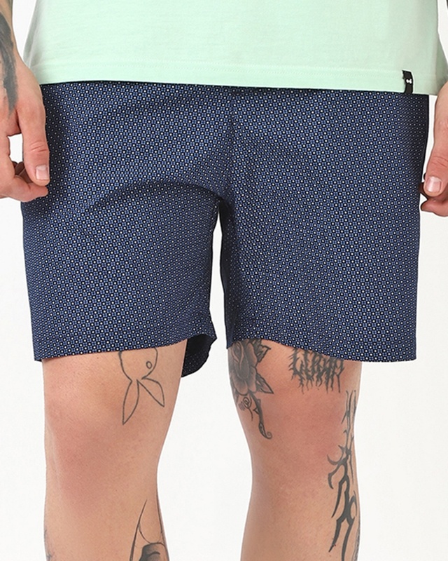 Shop Men's Navy Blue All Over Printed Boxers-Front