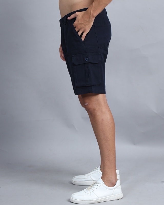 Shop Men's Navy Blue Cargo Shorts-Front