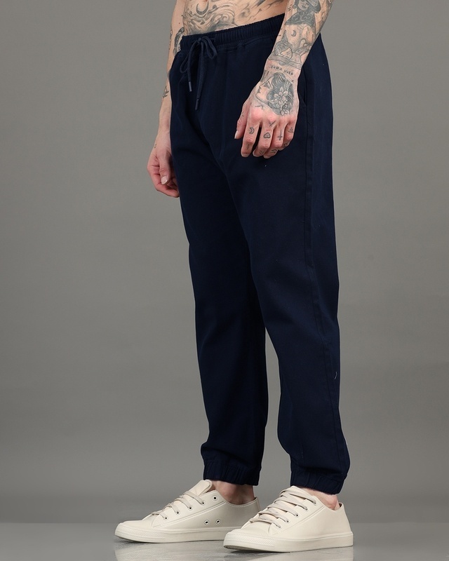 Shop Men's Navy Blue Jogger Pants-Front