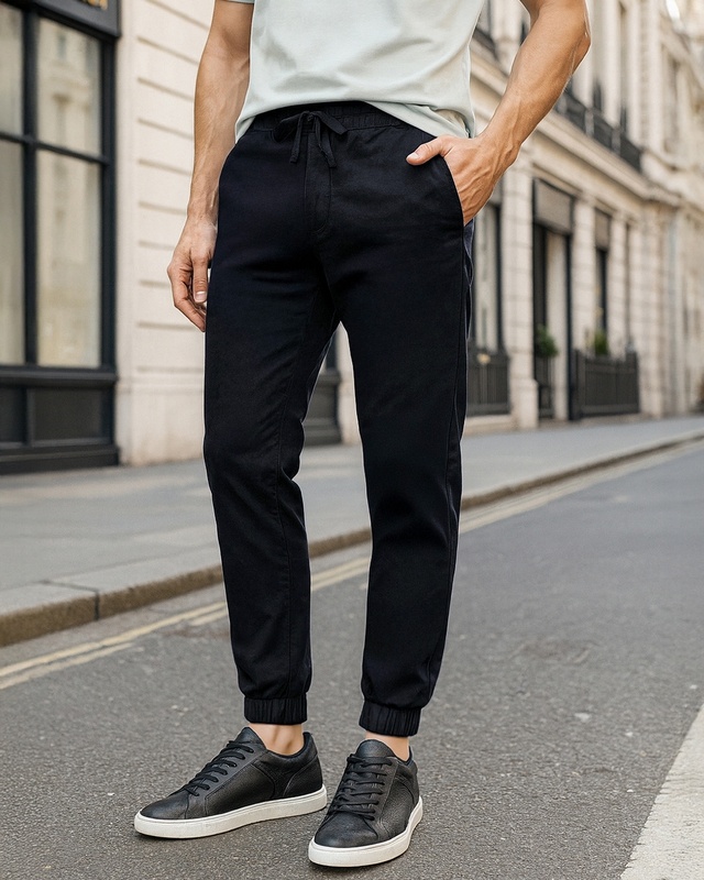 Shop Men's Navy Blue Joggers-Front