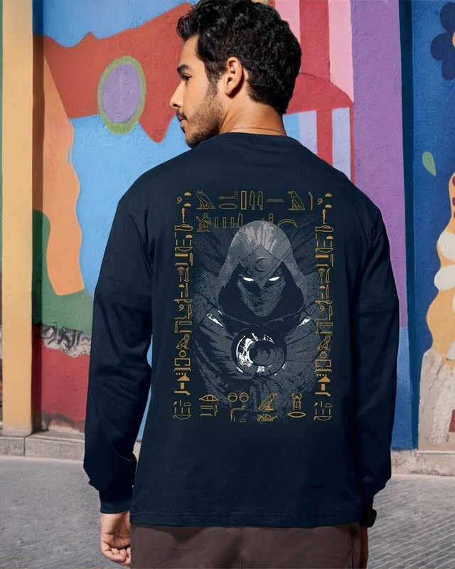 Shop Men's Navy Blue Moon Knight Graphic Printed T-shirt-Front