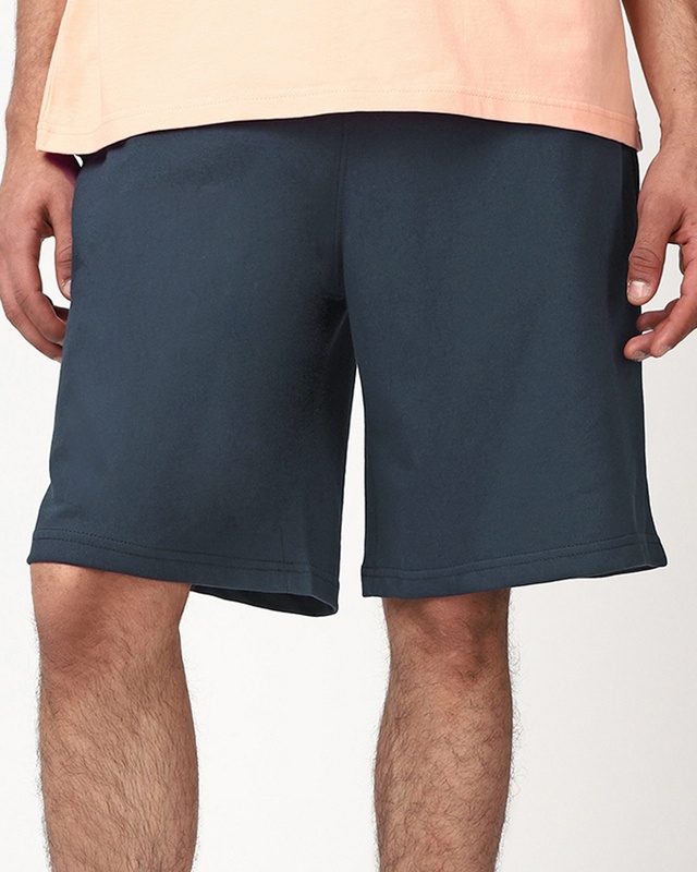 Shop Men's Navy Blue Oversized Shorts-Front
