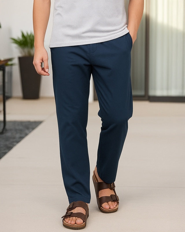 Shop Men's Navy Blue Pants-Front