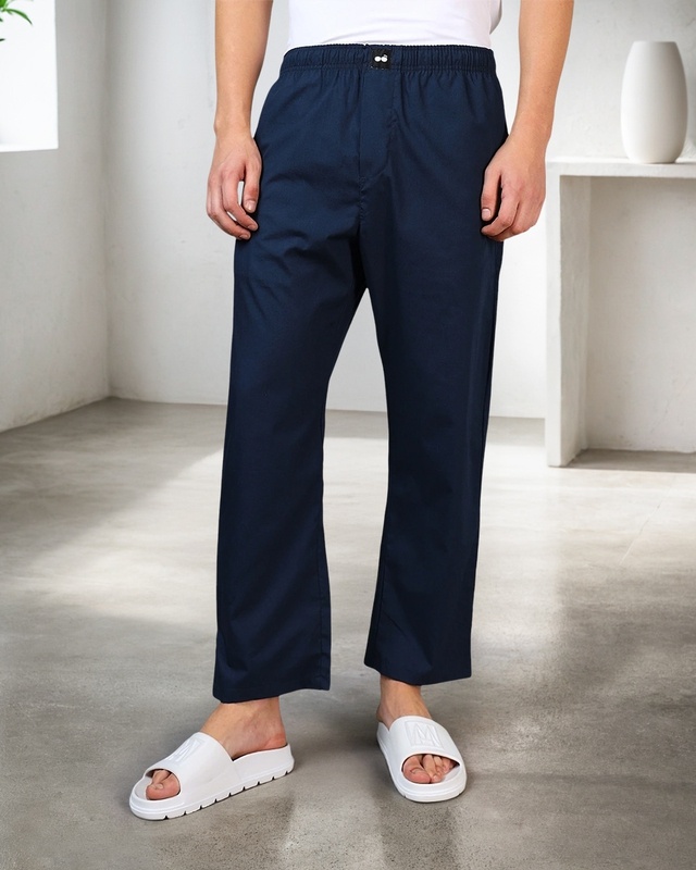 Shop Men's Navy Blue Pyjamas-Front
