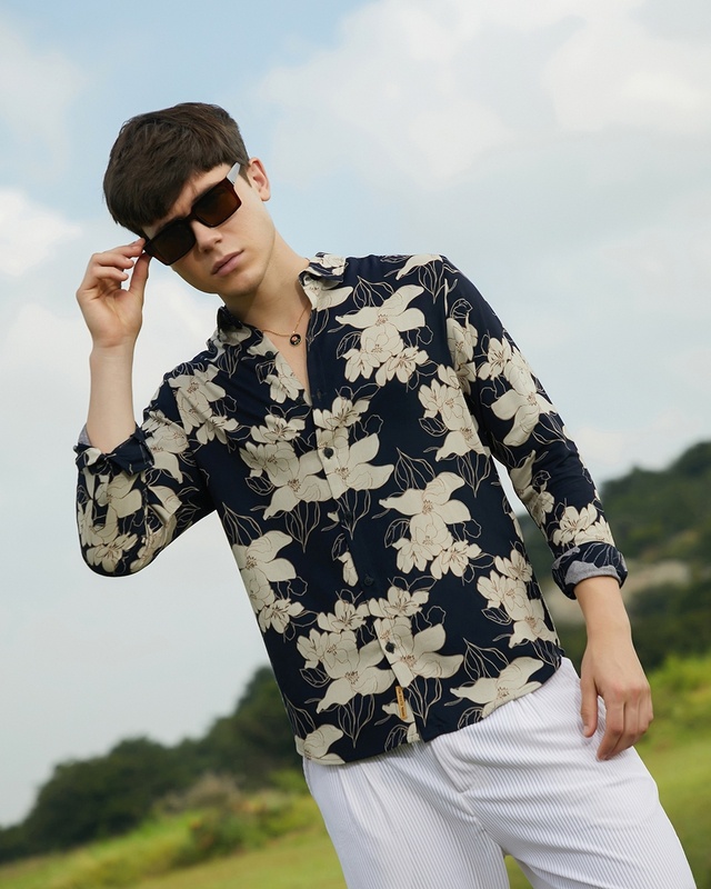 Men's Obsidian Black All Over Floral Printed Shirt