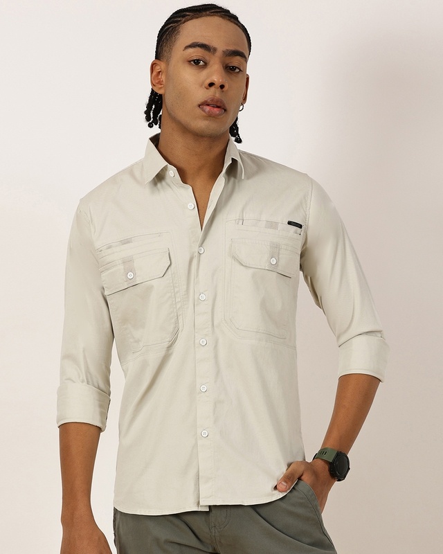 Men's Off White Cargo Shirt