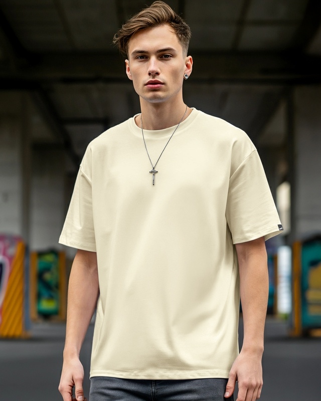 Shop Men's Off White Oversized T-shirt-Front