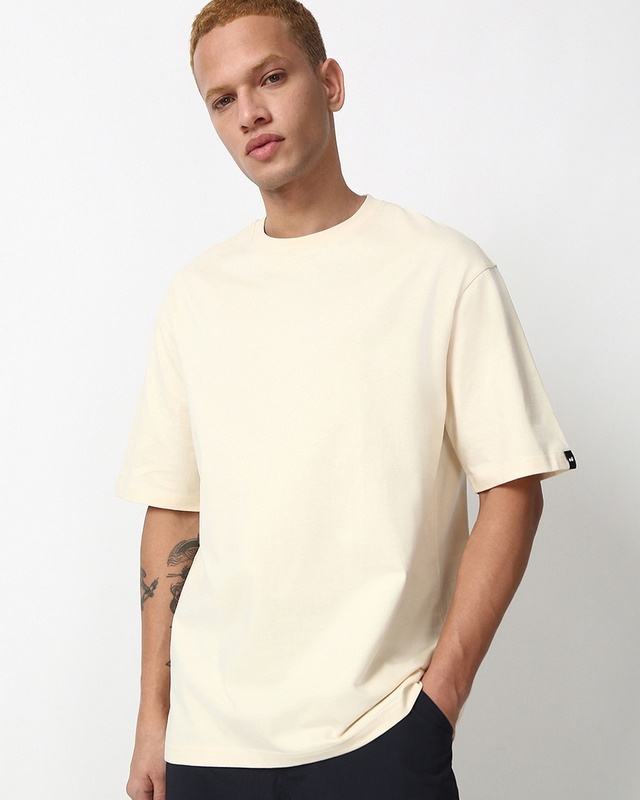Shop Men's Off White Oversized T-shirt-Front