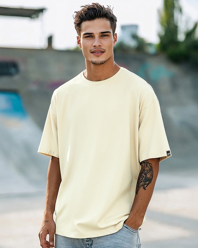 Shop Men's Off White Oversized T-shirt-Front