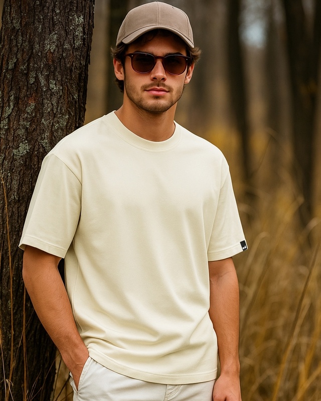 Shop Men's Off White Oversized T-shirt-Front