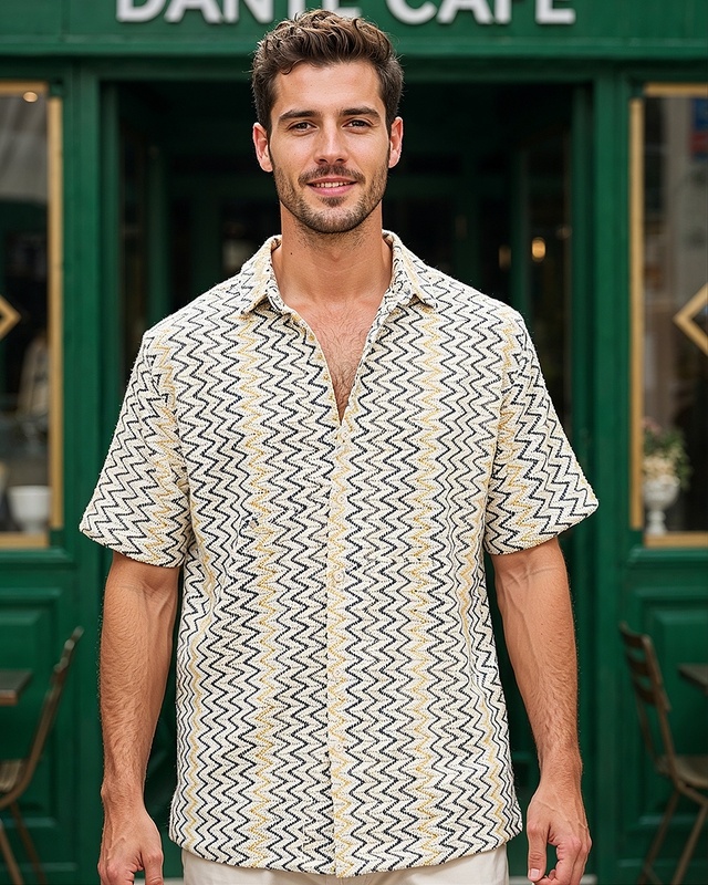 Shop Men's Off White Textured Oversized Shirt-Front