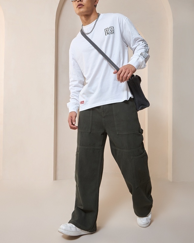 xiuh casual pants men's fashion plus-size loose jeans street wide leg trousers  pants baggy pants blue m - Walmart.com