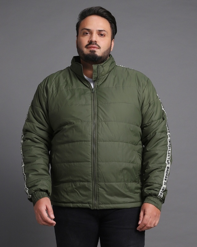Shop Men's Olive Plus Size Puffer Jacket-Front