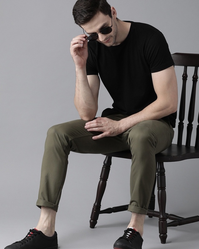 Shop Men's Olive Slim Fit Chinos-Front