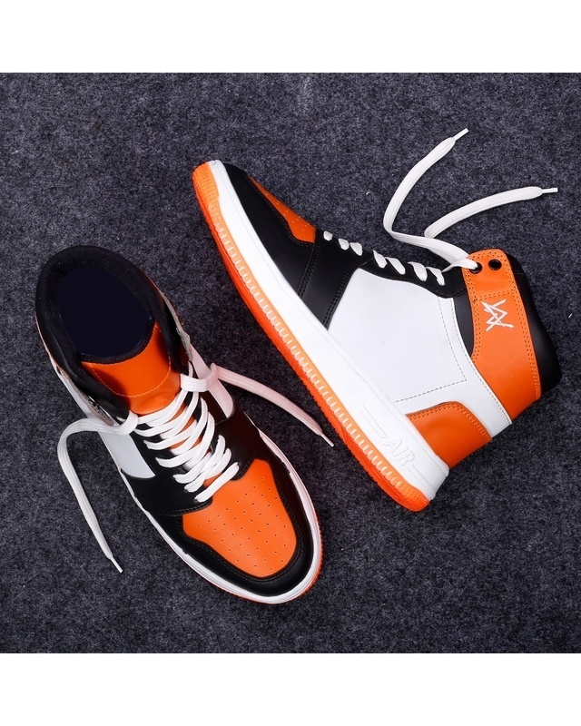 Shop Men's Orange and Black Color Block Sneakers-Front