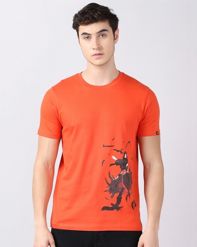 Shop Men's Orange Anime Itachi Uchiha Naruto Graphic Printed T-shirt-Front