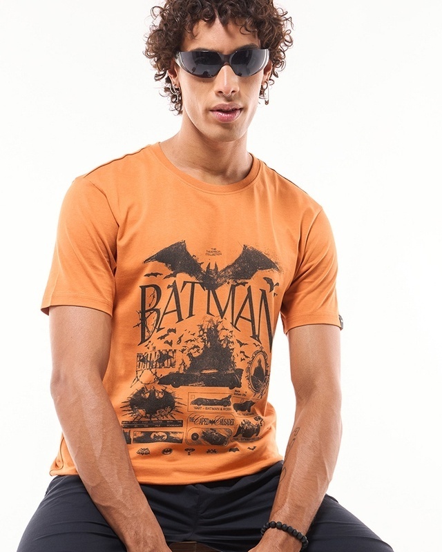 Shop Men's Orange Bat Knight Graphic Printed T-shirt-Front