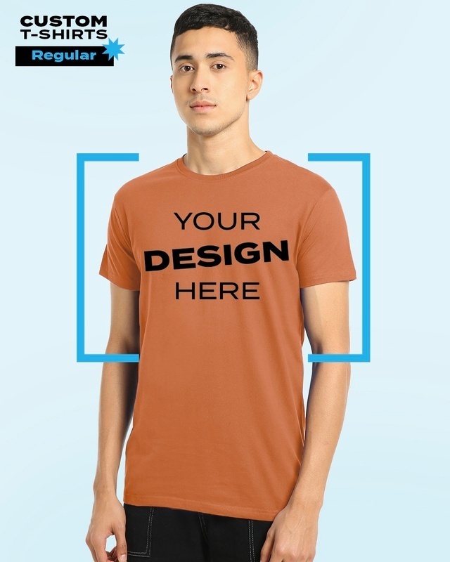 Shop Men's Orange Customizable T-shirt-Front
