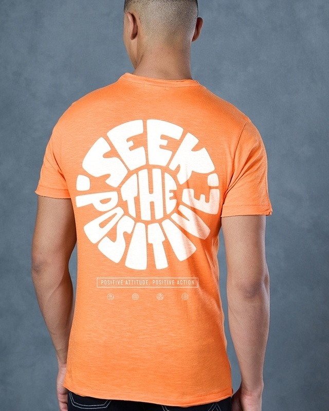 Shop Men's Orange Peace Seeker Graphic Printed T-shirt-Front